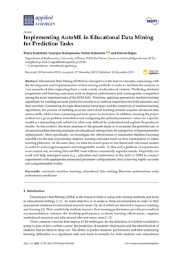 Implementing Automl in Educational Data Mining for Prediction Tasks