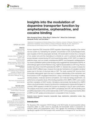 Insights Into the Modulation of Dopamine Transporter Function by Amphetamine, Orphenadrine, and Cocaine Binding
