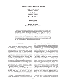 Thermal Evolution Models of Asteroids 559