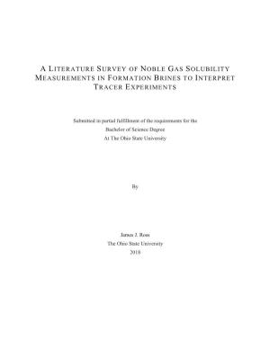 A Literature Survey of Noble Gas Solubility Measurements in Formation Brines to Interpret Tracer Experiments