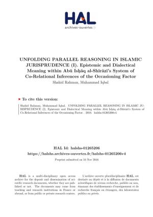 Unfolding Parallel Reasoning in Islamic Jurisprudence (I)