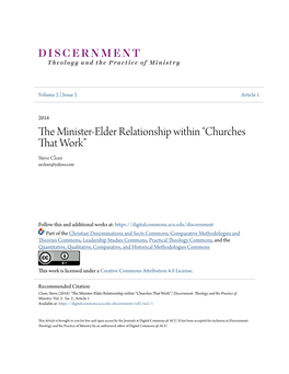 The Minister-Elder Relationship Within “Churches That Work”