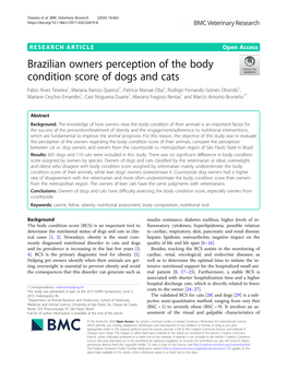 Brazilian Owners Perception of the Body Condition Score of Dogs and Cats