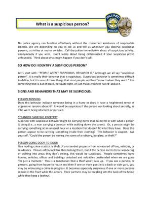 What Is a Suspicious Person?