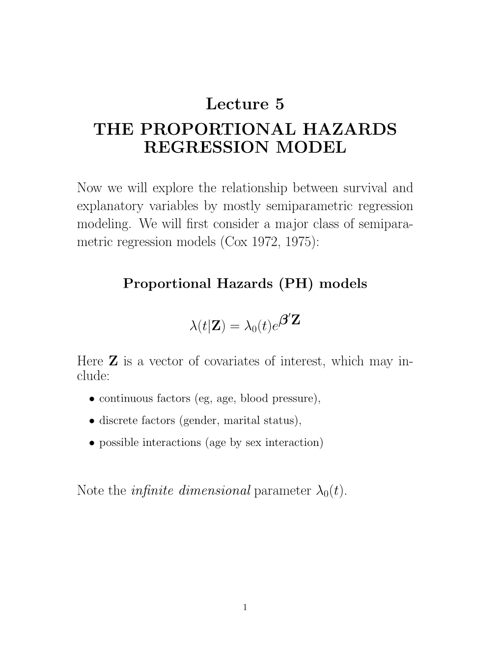 Lecture 5 The PROPORTIONAL HAZARDS REGRESSION MODEL - DocsLib