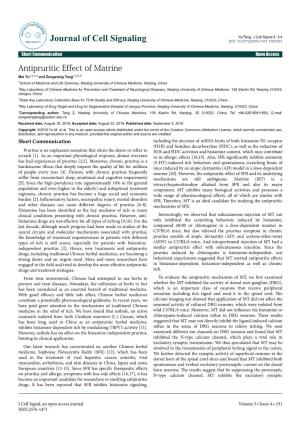 Antipruritic Effect of Matrine