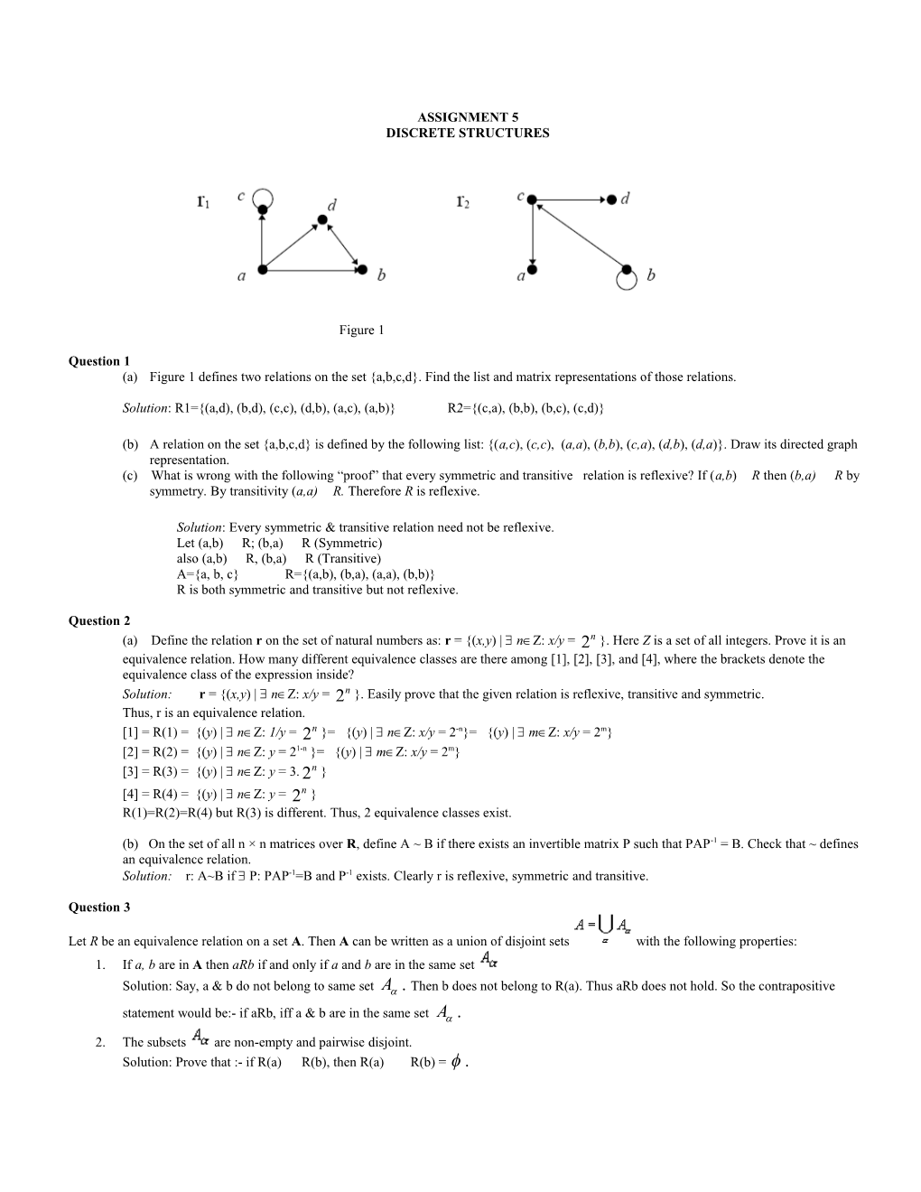 Assignment 5 Discrete Structures