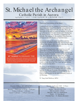 St. Michael the Archangel Catholic Parish in Aurora Aǥǘǥǣǥ 1, 2021  18Ǥǘ Sǥǟǔǒǩ ǙǞ Oǣǔǚǟǒǣǩ Tǚǝǖ 
