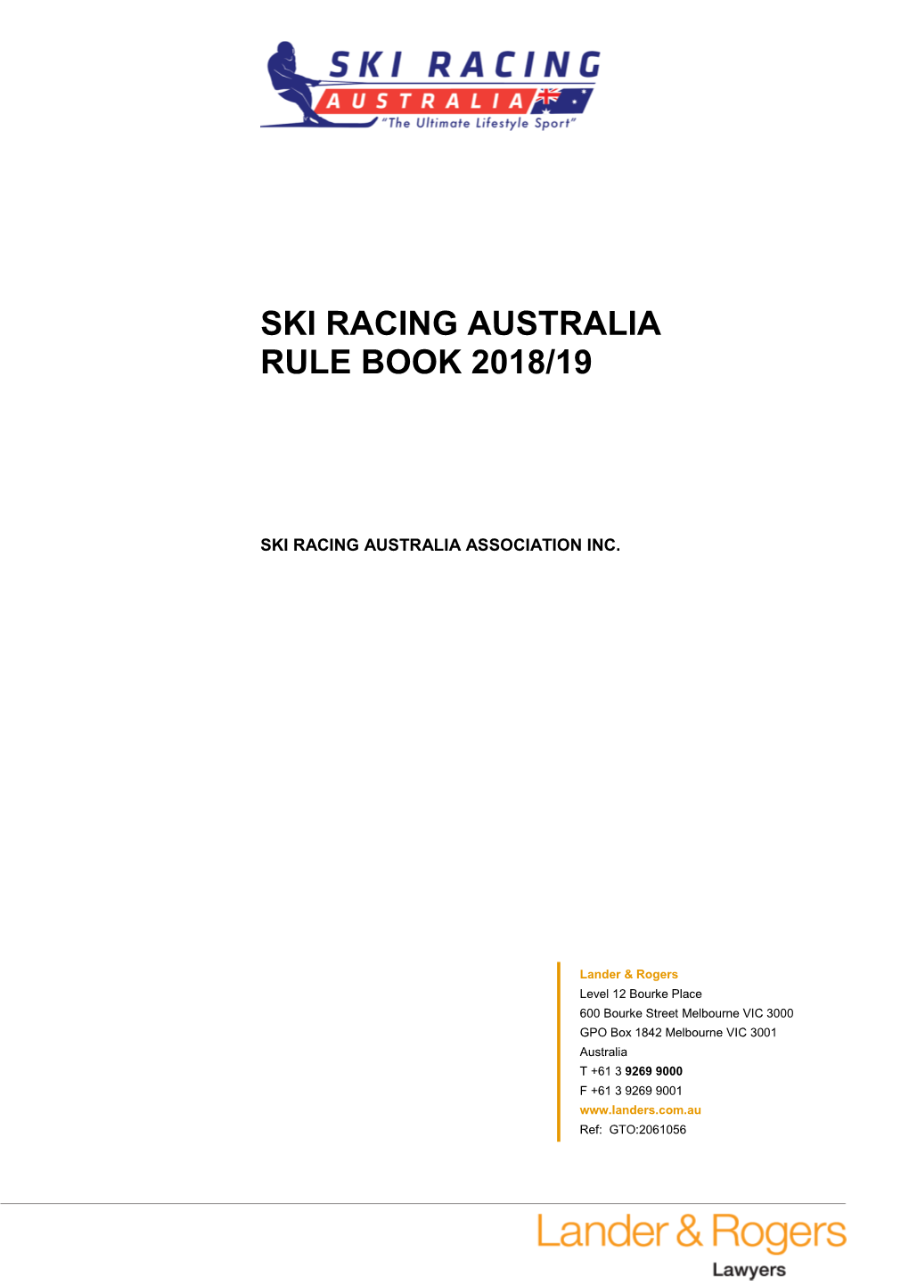 Ski Racing Australia Rule Book 2018/19