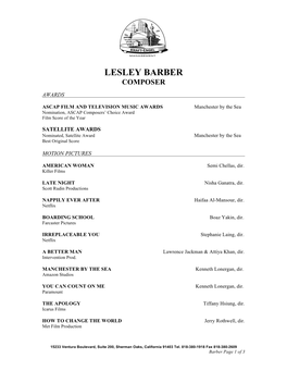 Lesley Barber Composer