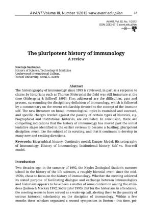 The Pluripotent History of Immunology a Review