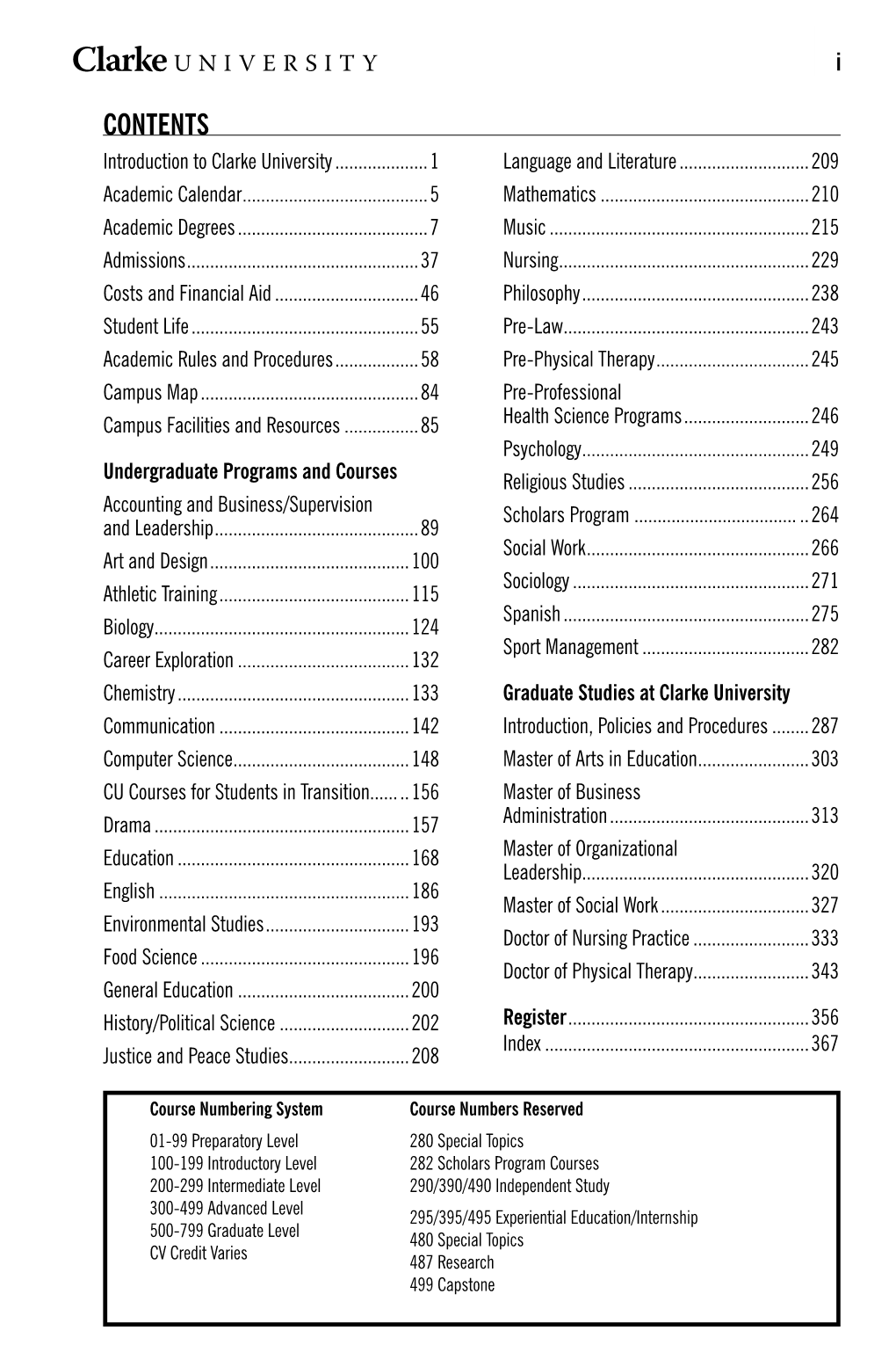 CONTENTS Introduction to Clarke University