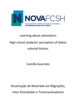 Learning About Colonialism. High School Students' Perception Of