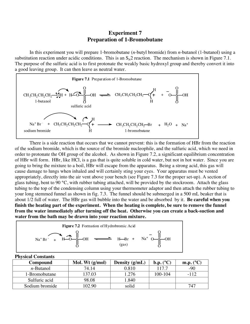 Experiment 7 Preparation of 1-Bromobutane