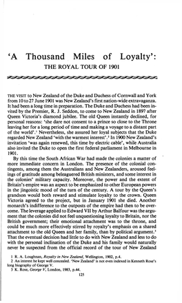 'A Thousand Miles of Loyalty': the ROYAL TOUR of 1901