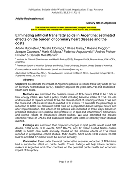 Eliminating Artificial Trans Fatty Acids in Argentina