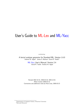 User's Guide to ML-Lex and ML-Yacc
