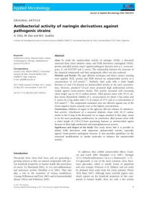 Antibacterial Activity of Naringin Derivatives Against Pathogenic Strains G