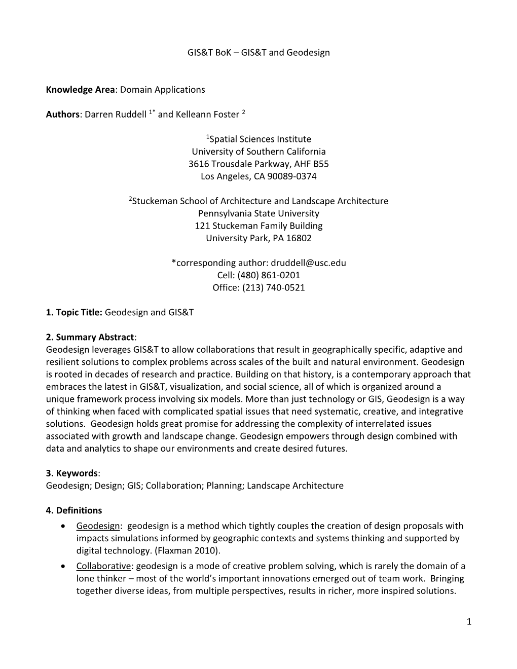 GIS&T and Geodesign