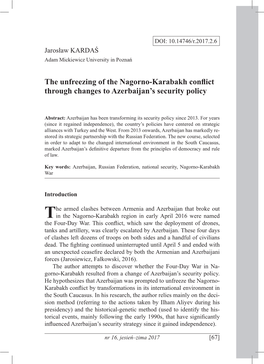 The Unfreezing of the Nagorno-Karabakh Conflict Through Changes to Azerbaijan’S Security Policy