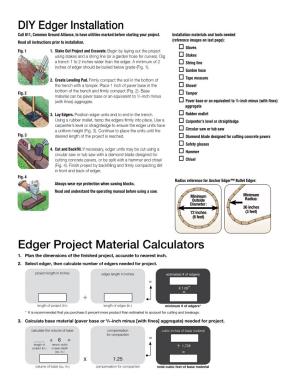 DIY Edger Installation Edger Project Material Calculators