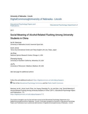 Social Meaning of Alcohol-Related Flushing Among University Students in China
