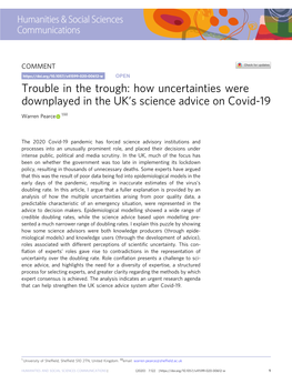How Uncertainties Were Downplayed in the UK's Science Advice on Covid-19