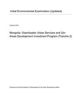 Mongolia: Ulaanbaatar Urban Services and Ger Areas Development Investment Program (Tranche 2)