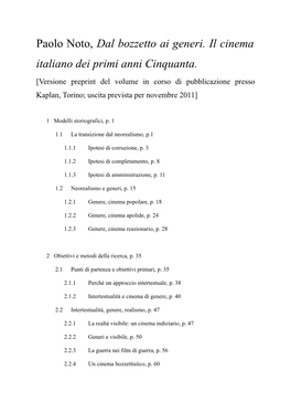 Paolo Noto, Dal Bozzetto Ai Generi. Il Cinema Italiano Dei Primi Anni Cinquanta