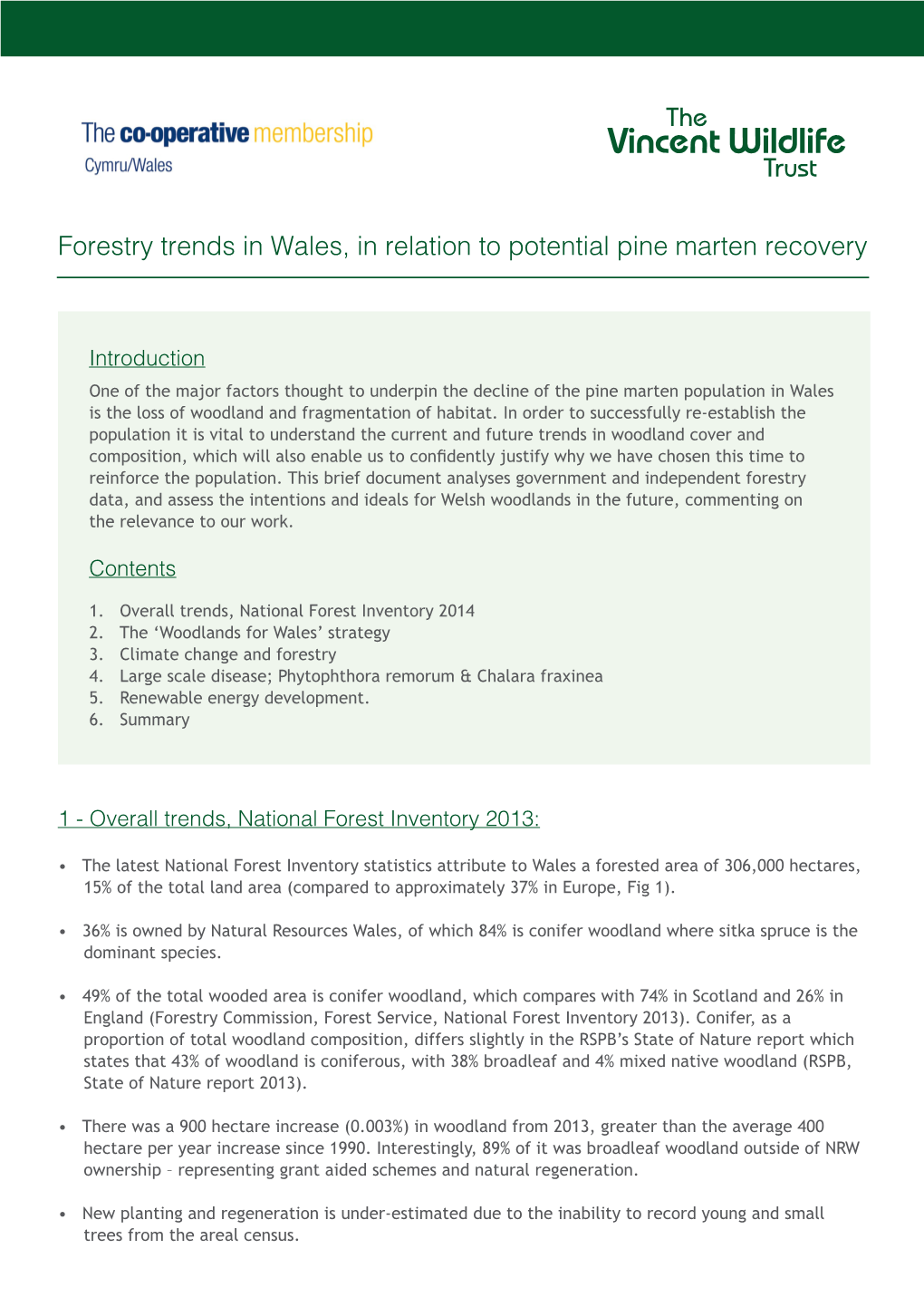 Forestry Trends in Wales, in Relation to Potential Pine Marten Recovery