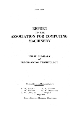 Report Association for Computing Machinery