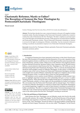 The Reception of Symeon the New Theologian by Pentecostal/Charismatic Theologians