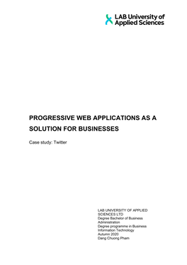 Progressive Web Applications As a Solution for Businesses