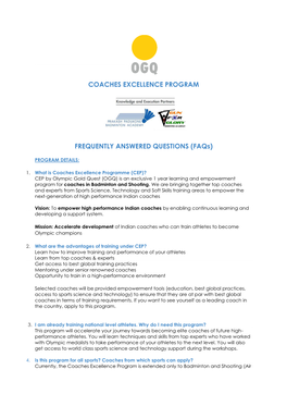 Coaches Excellence Program Frequently Answered