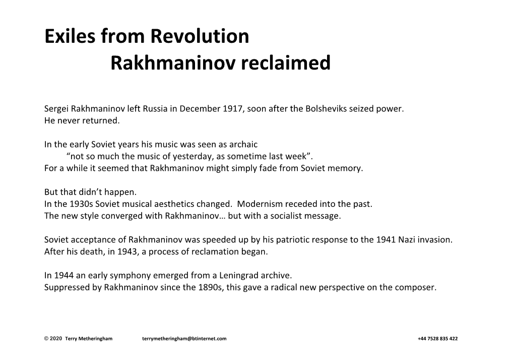 2020 04 EXILES Rakhmaninov