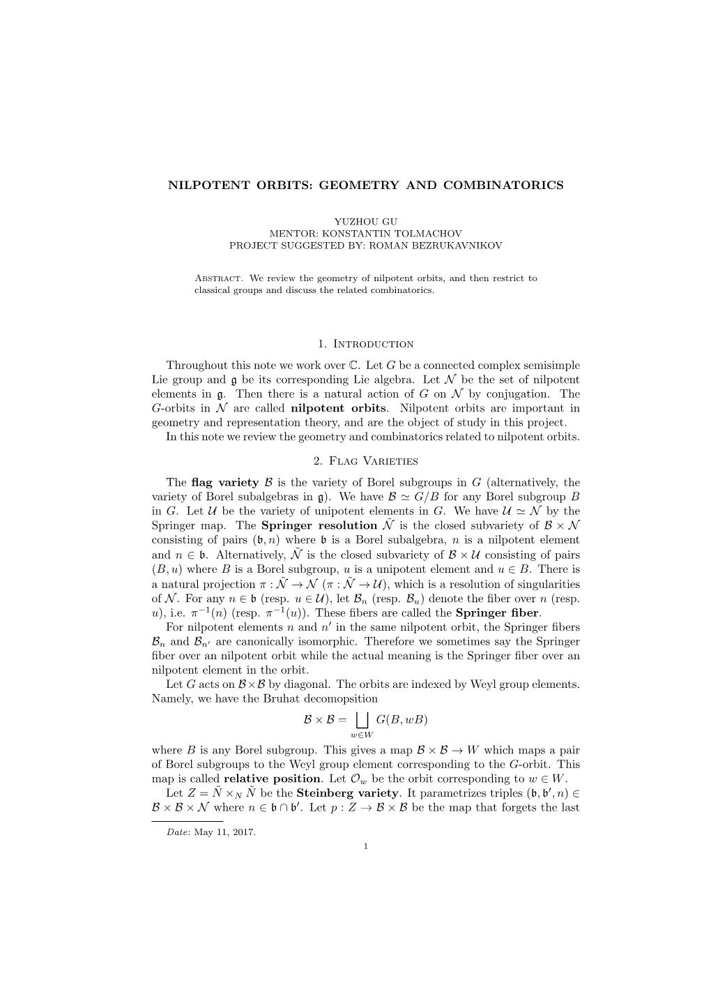 Nilpotent Orbits: Geometry and Combinatorics