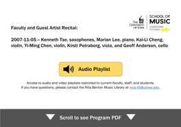 Audio Playlist Scroll to See Program