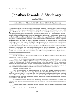 Jonathan Edwards: a Missionary? — Jonathan Gibson —