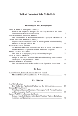 Table of Contents of Vols. XLIV-XLIX
