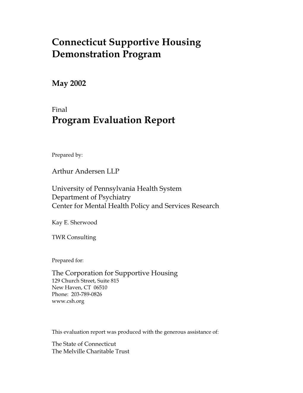 Connecticut Supportive Housing Demonstration Program