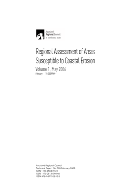 Regional Assessment of Areas Susceptible to Coastal Erosion Volume 1, May 2006 February TR 2009/009