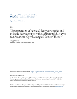 An American Ophthalmogical Society Thesis) Gregg T