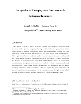 Integration of Unemployment Insurance with Retirement Insurance*
