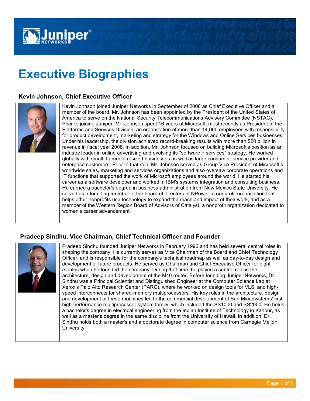 Executive Biographies