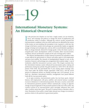 International Monetary Systems: an Historical Overview Art Four Art P