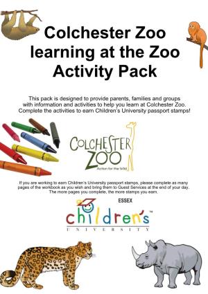 Colchester Zoo Learning at the Zoo Activity Pack