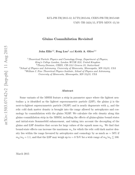 Arxiv:1503.07142V2 [Hep-Ph] 11 Aug 2015 Gluino and LSP Densities That Occurs for Large Values of the Squark Mass Mq˜
