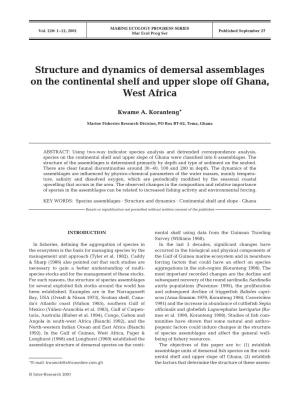 Structure and Dynamics of Demersal Assemblages on the Continental Shelf and Upper Slope Off Ghana, West Africa