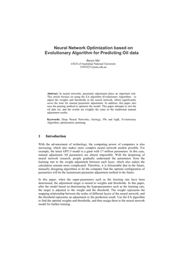 Neural Network Optimization Based on Evolutionary Algorithm for Predicting Oil Data