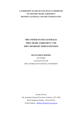 The United States-Australia Free Trade Agreement and the Copyright Term Extension